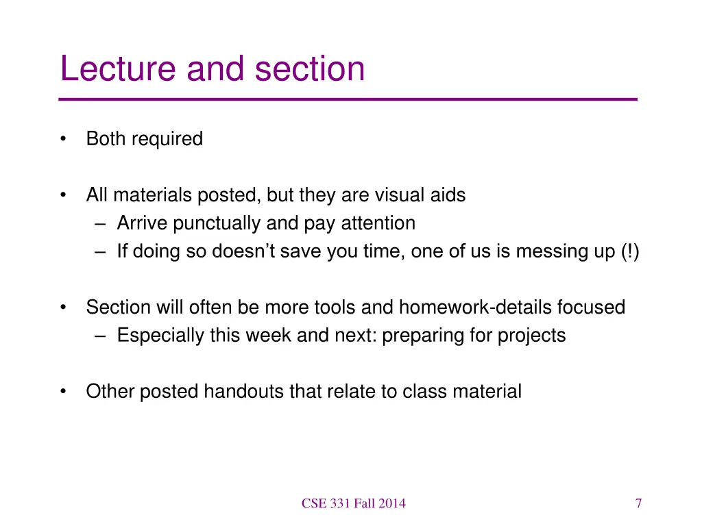 lecture and section