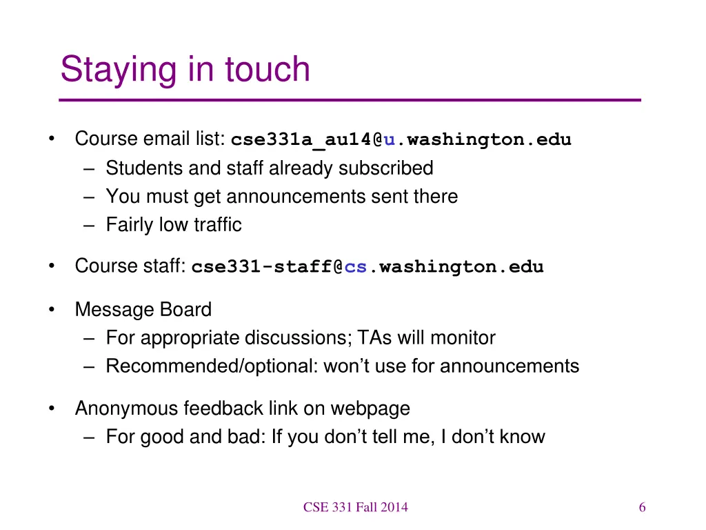 staying in touch