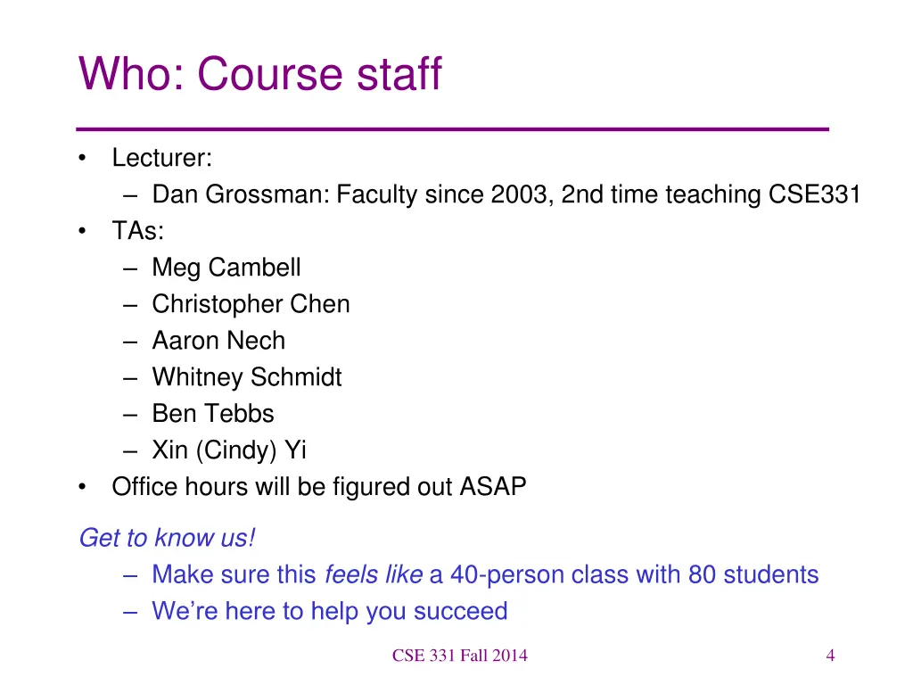 who course staff