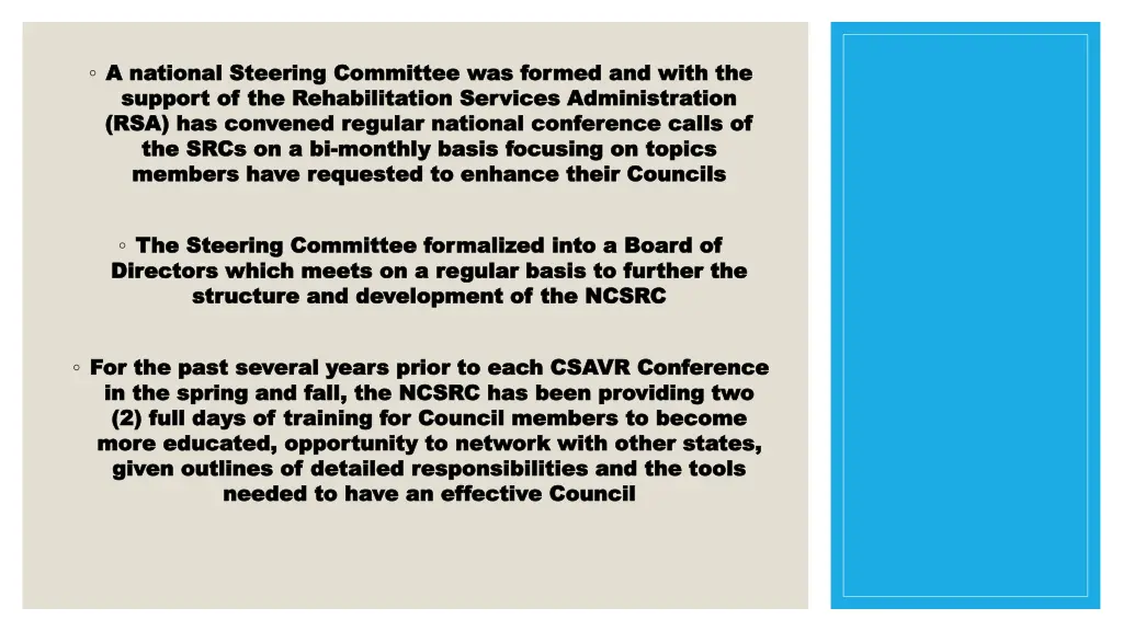 a national steering committee was formed and with