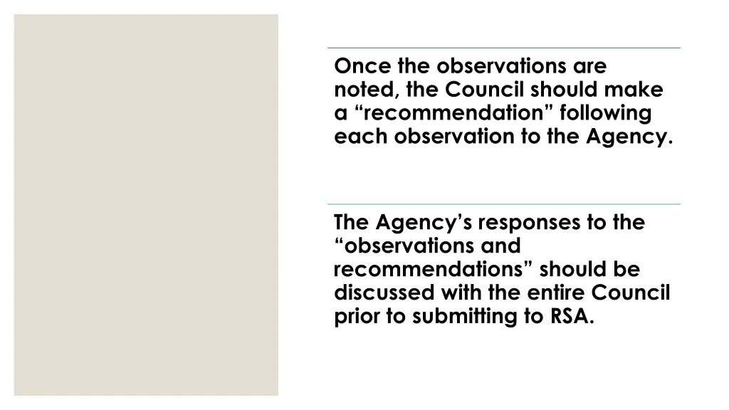 once the observations are noted the council
