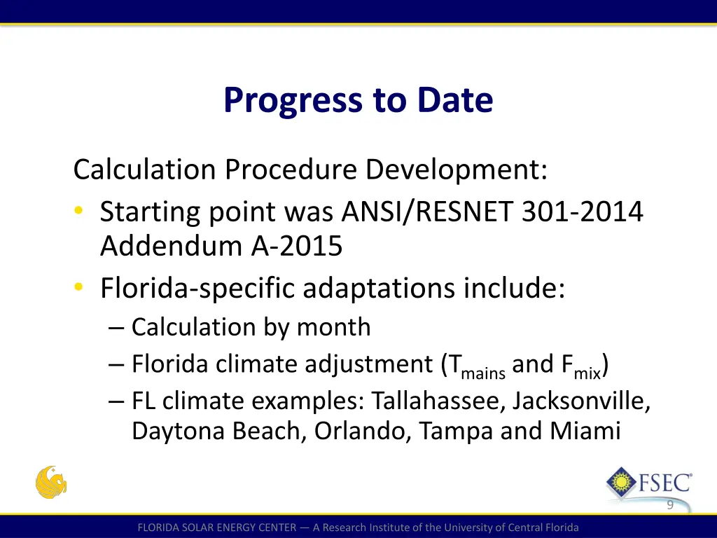 progress to date 2