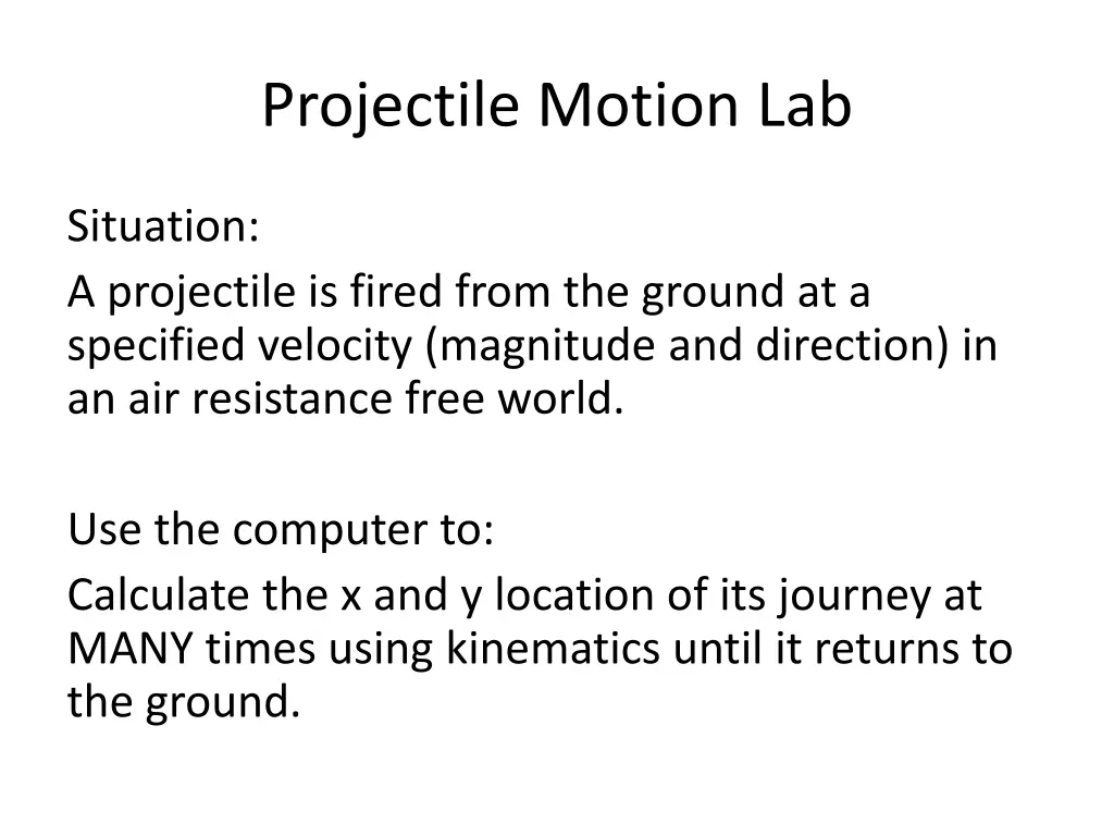 projectile motion lab