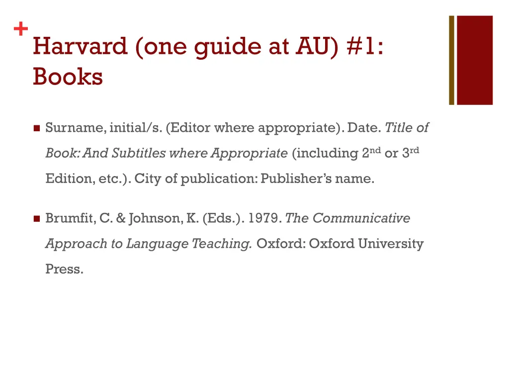harvard one guide at au 1 books