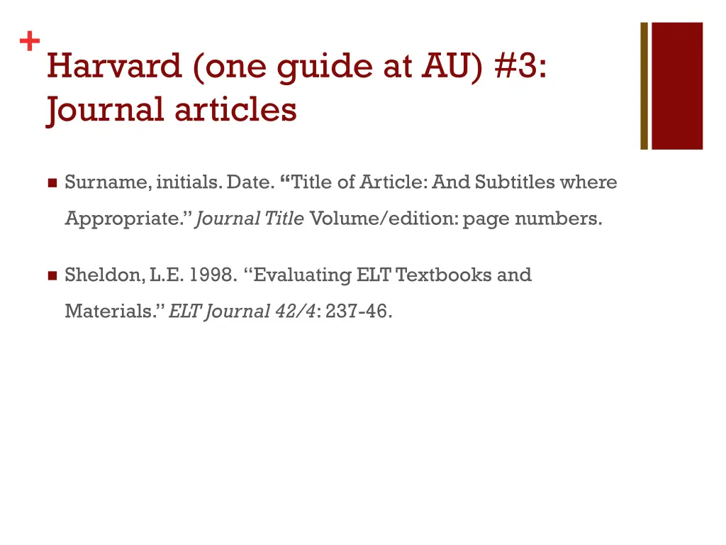 harvard one guide at au 3 journal articles