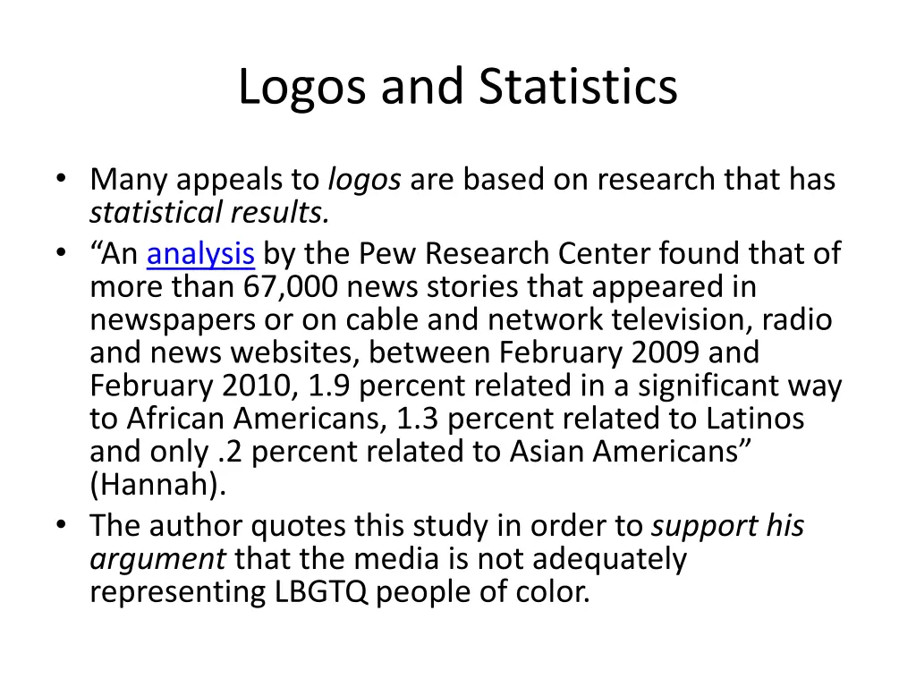 logos and statistics