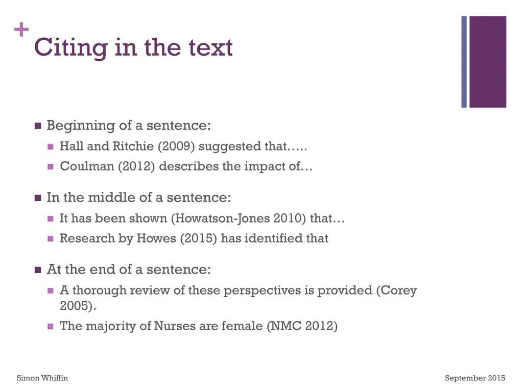 citing in the text
