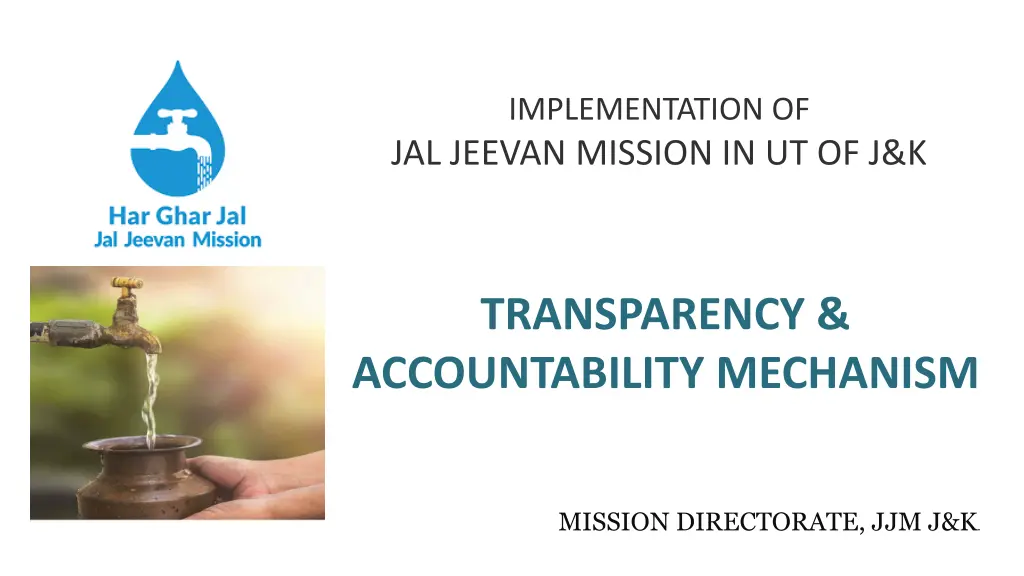 implementation of jal jeevan mission in ut of j k
