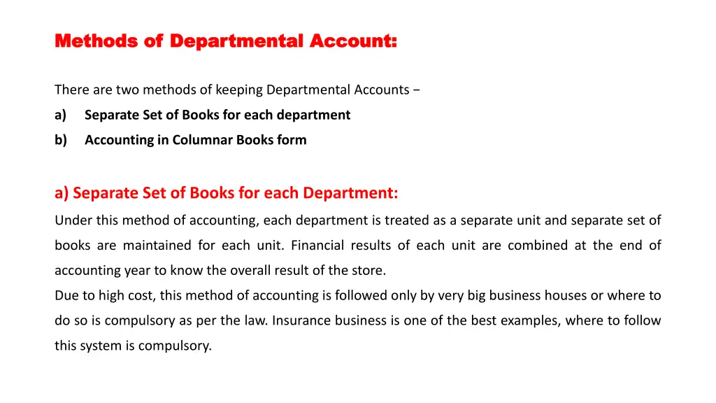 methods of departmental methods of departmental