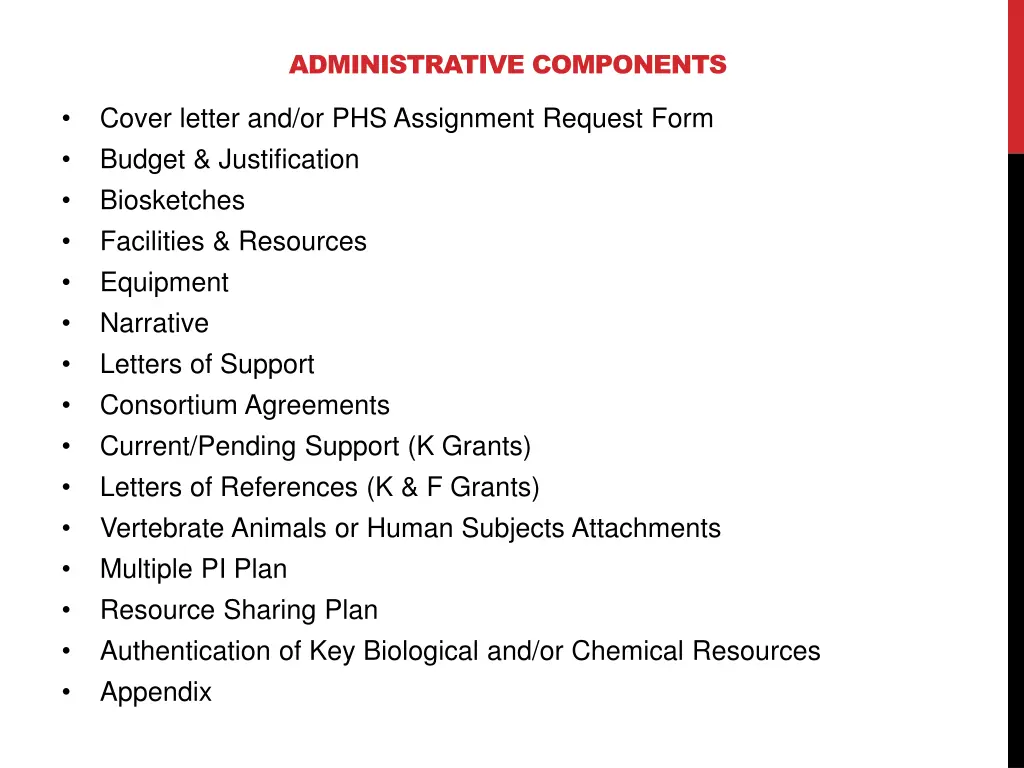 administrative components