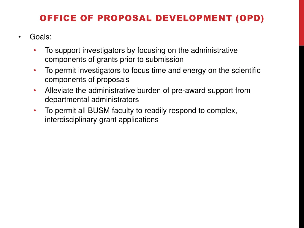 office of proposal development opd