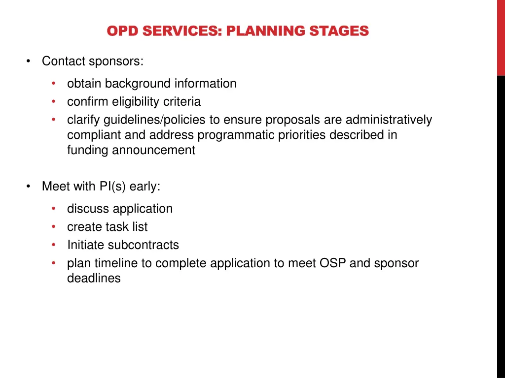 opd services planning stages