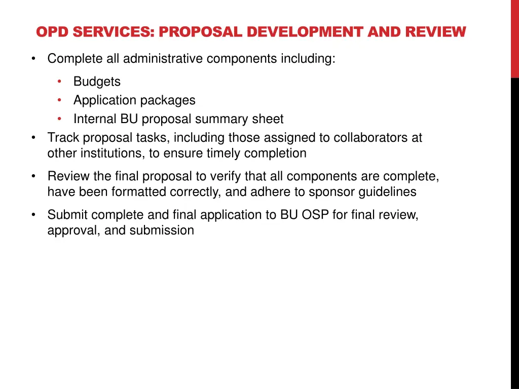 opd services proposal development and review