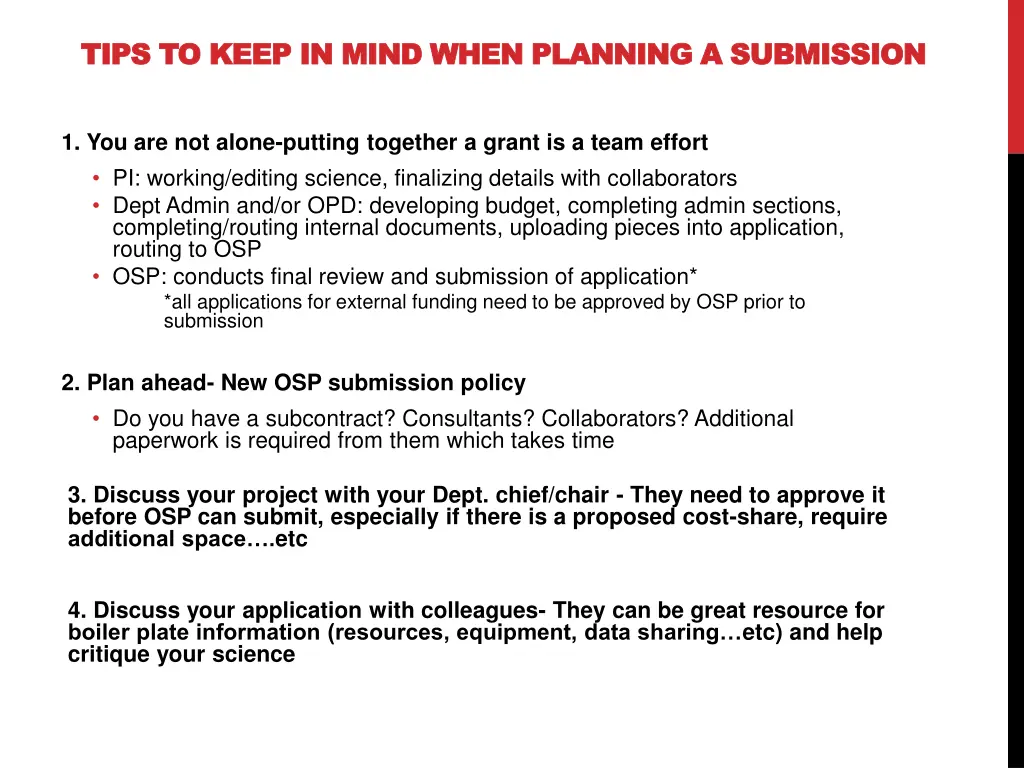 tips to keep in mind when planning a submission