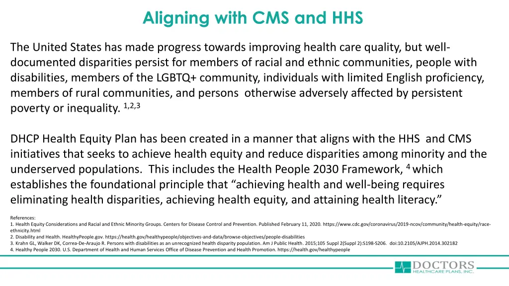 aligning with cms and hhs