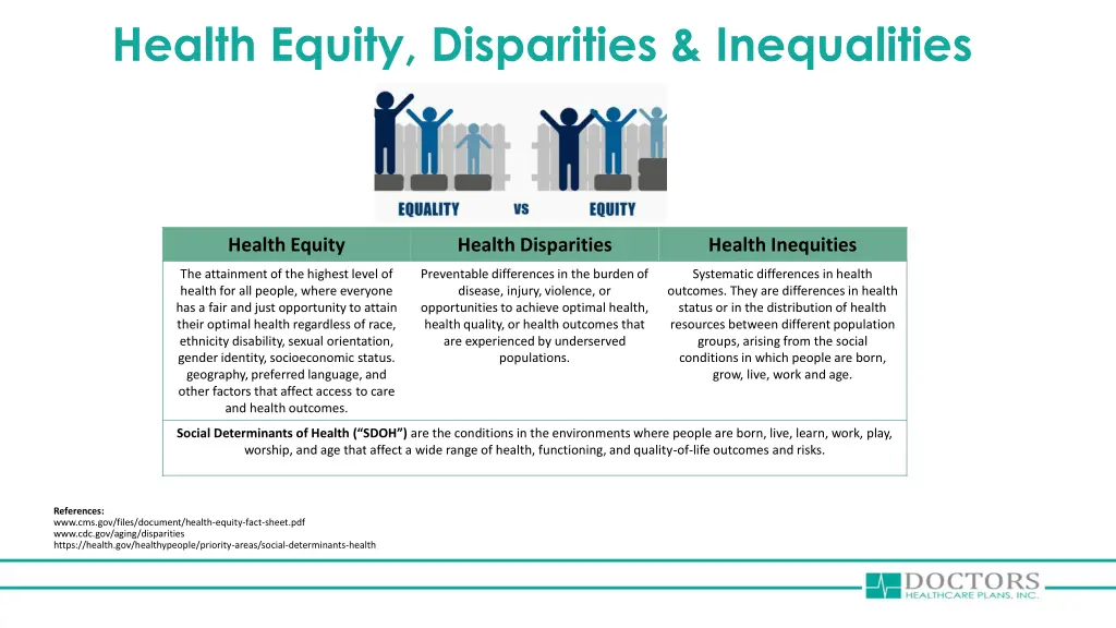 health equity disparities inequalities