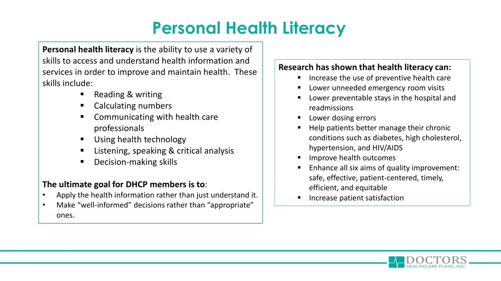 personal health literacy