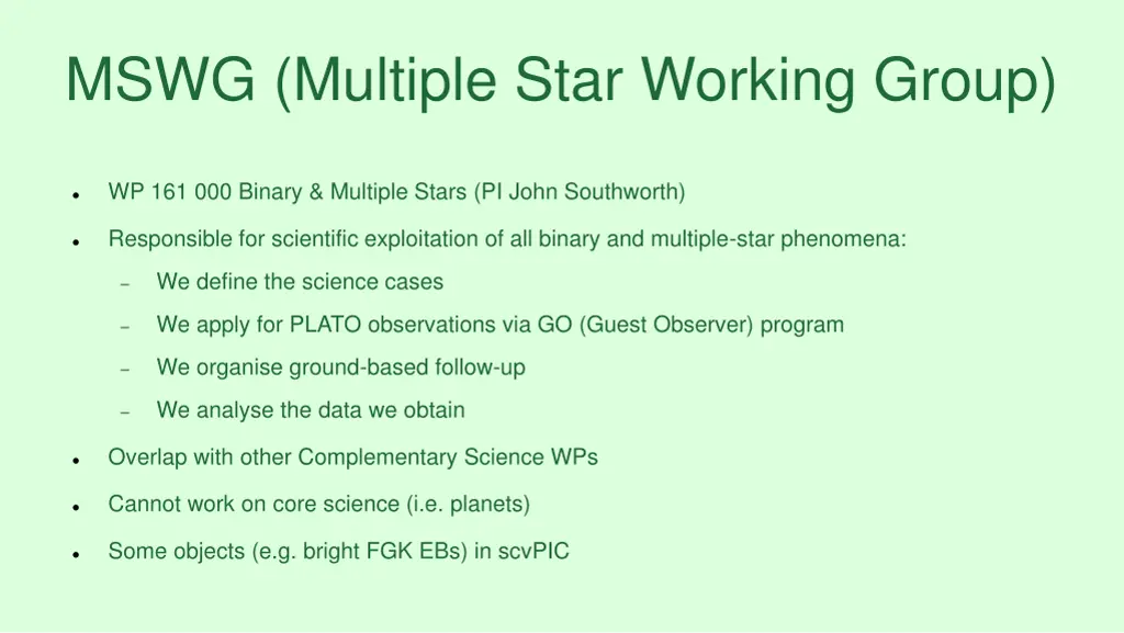 mswg multiple star working group