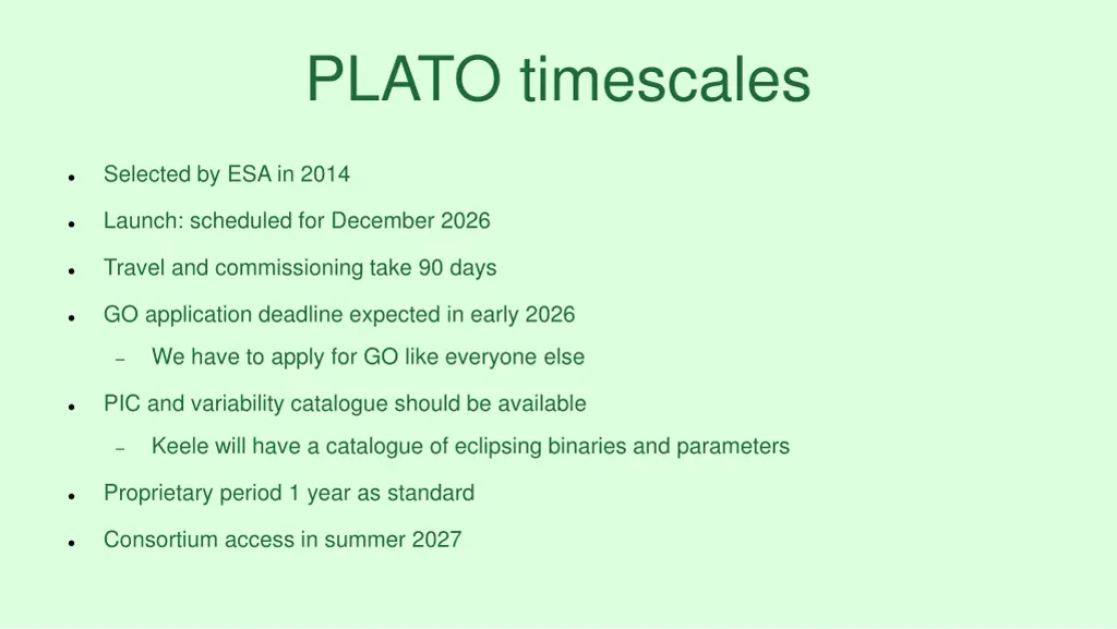 plato timescales
