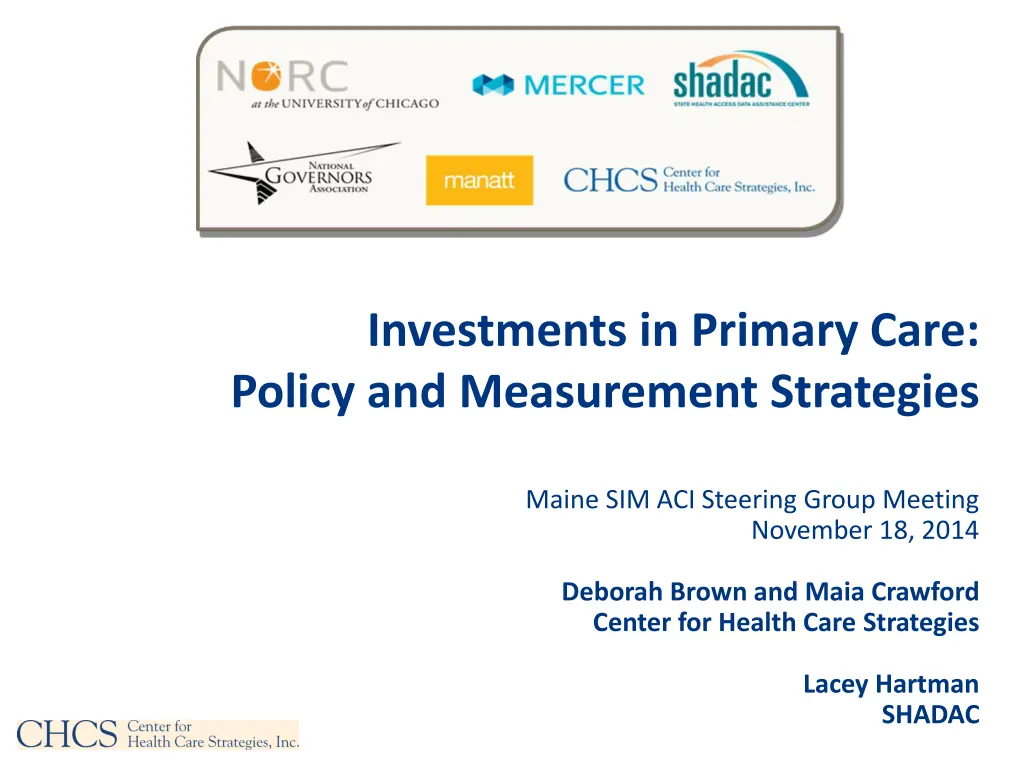 investments in primary care policy