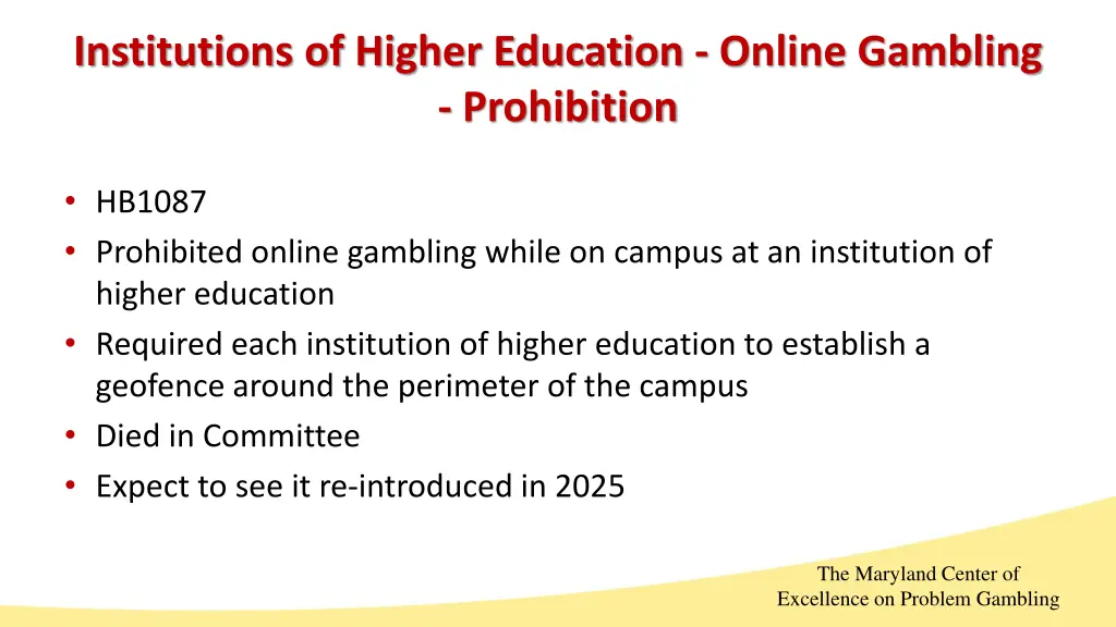 institutions of higher education online gambling