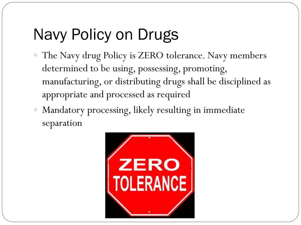 navy policy on drugs