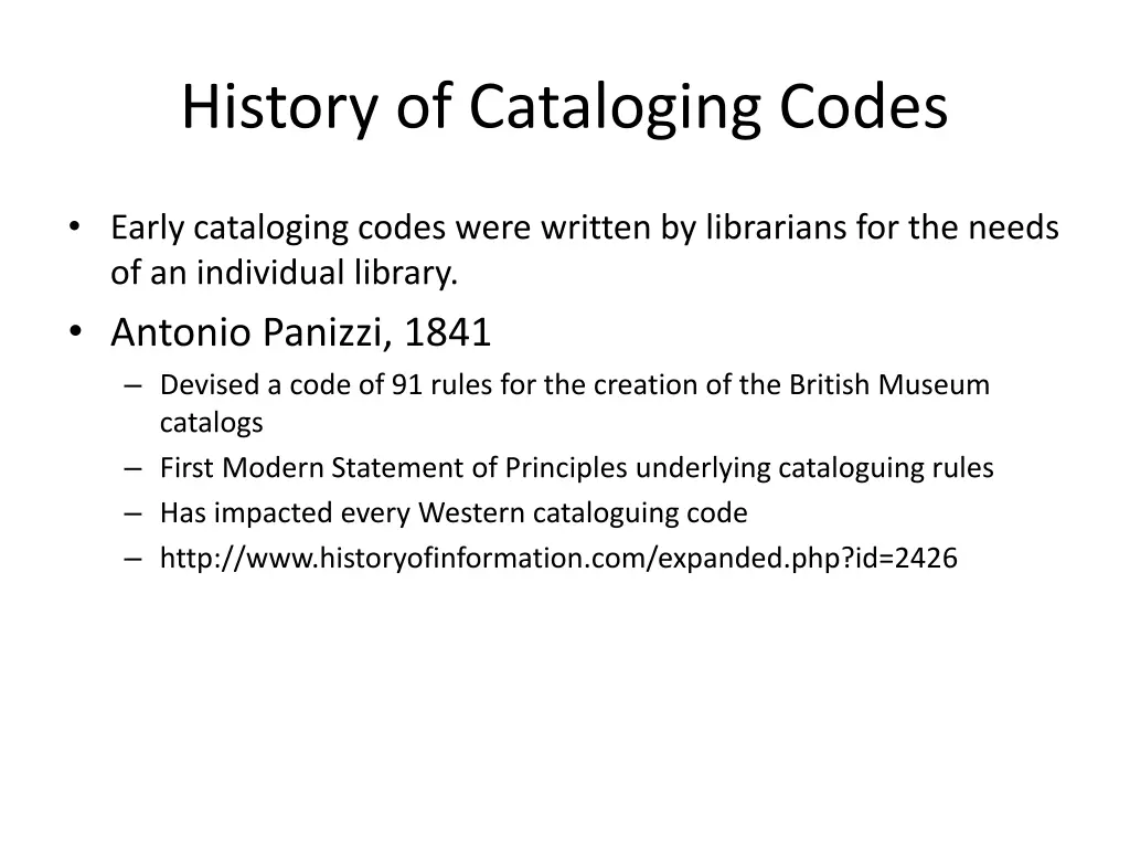history of cataloging codes