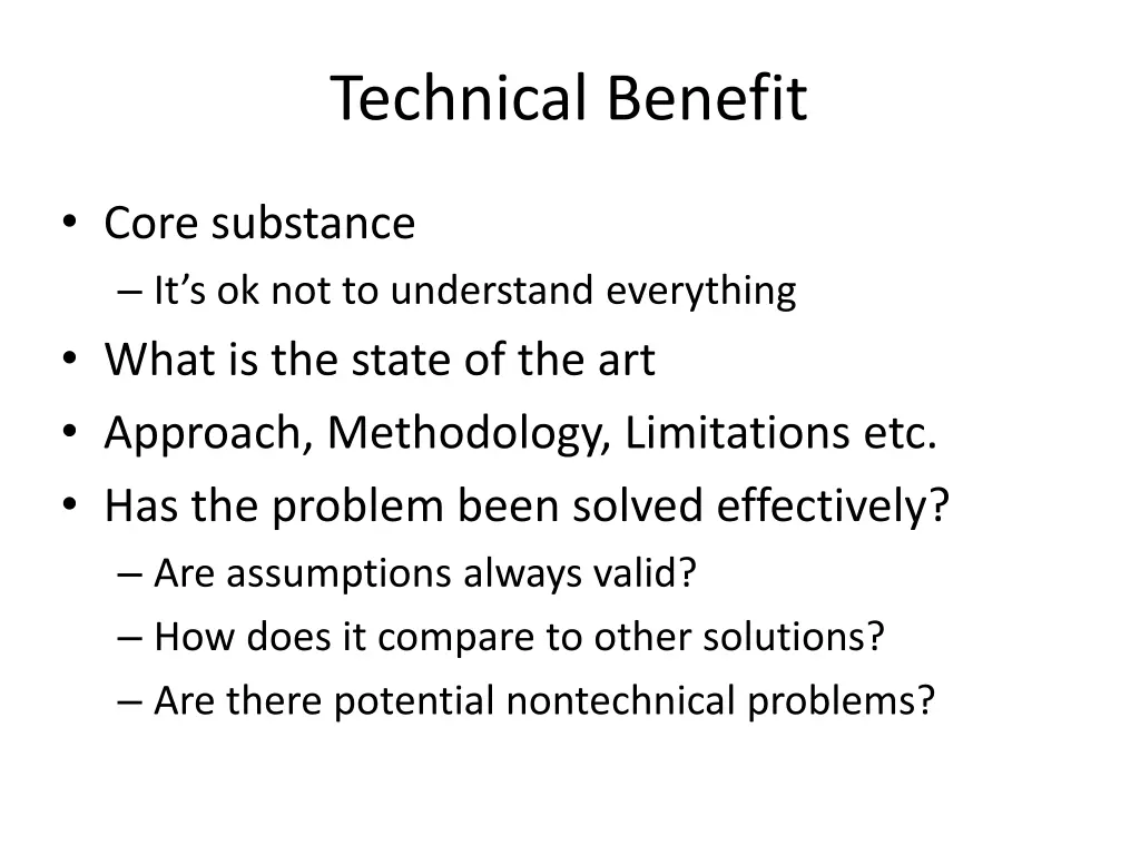 technical benefit