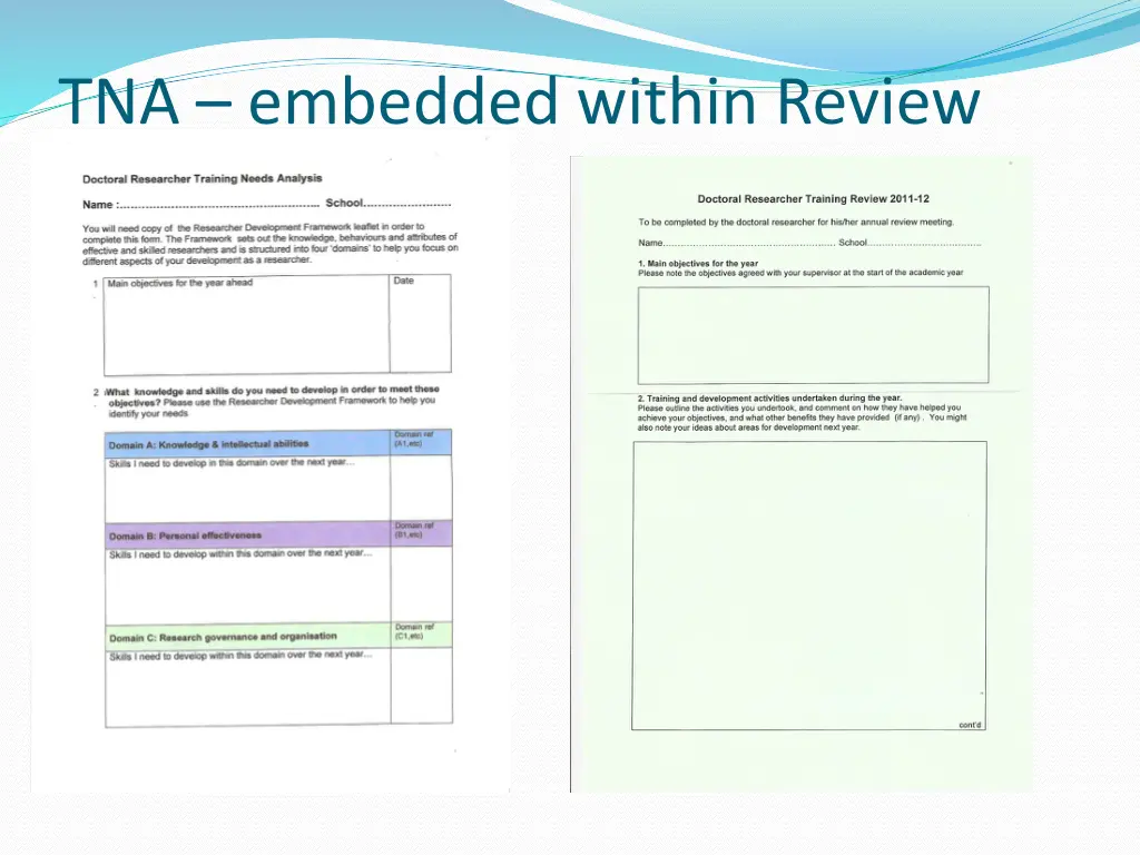 tna embedded within review