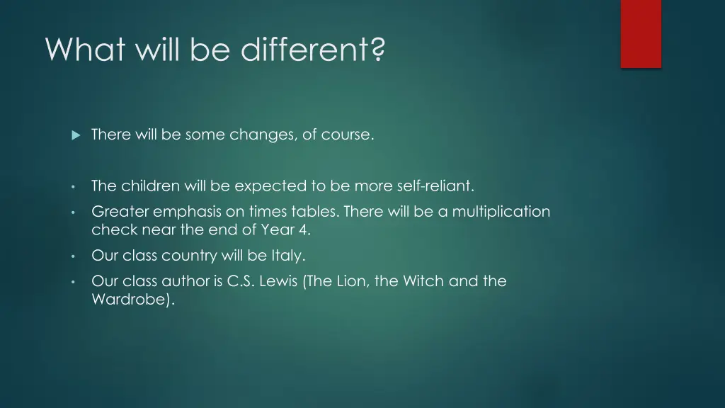 what will be different