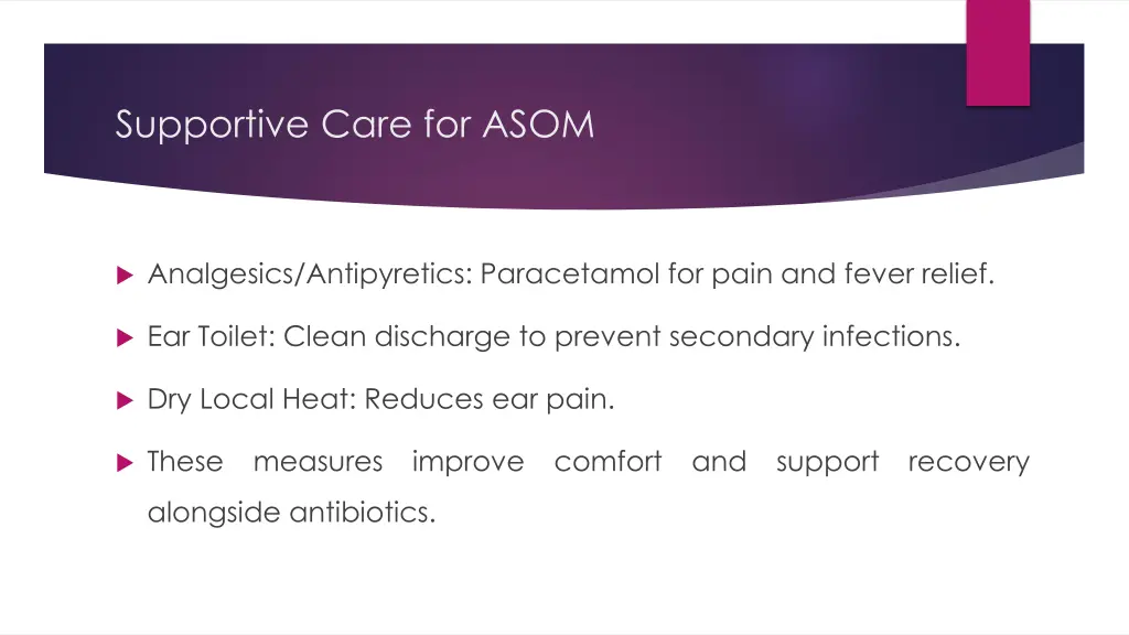 supportive care for asom