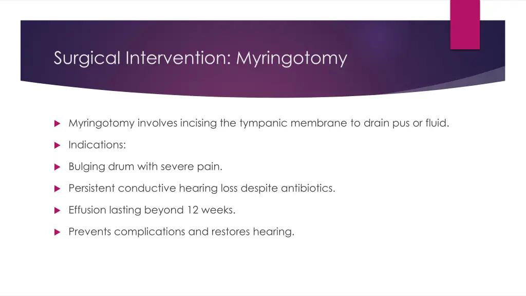 surgical intervention myringotomy