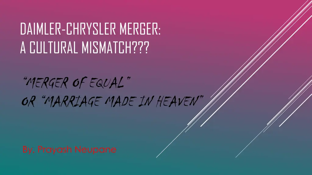 daimler chrysler merger a cultural mismatch