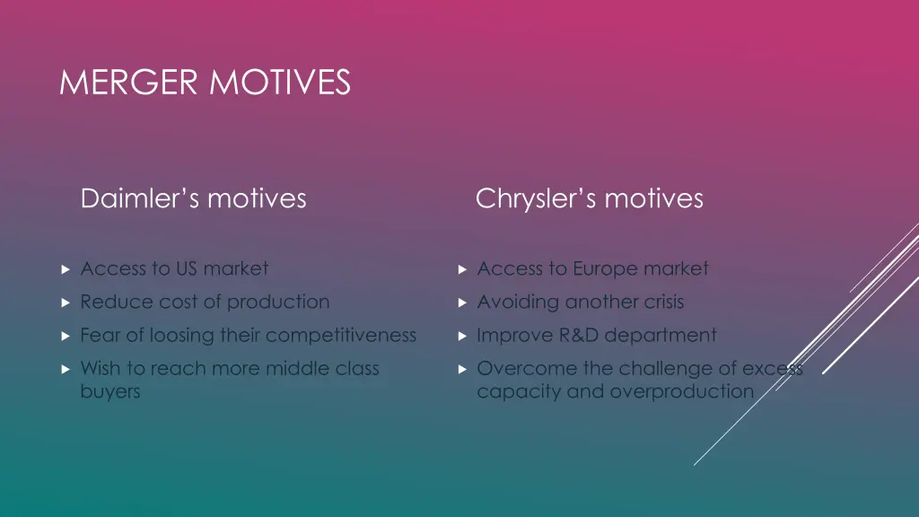 merger motives