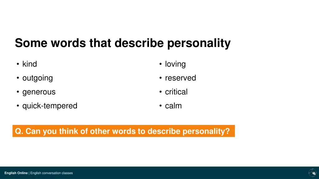 some words that describe personality