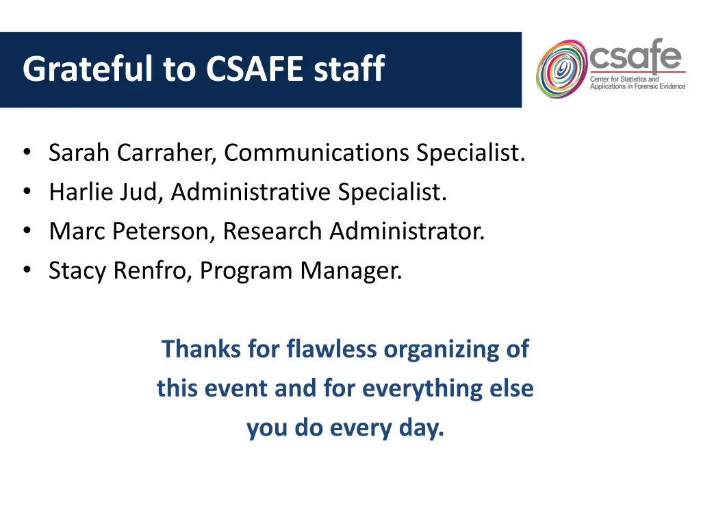 grateful to csafe staff