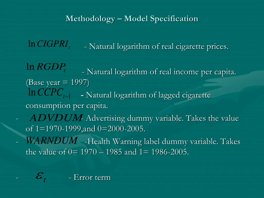 methodology model specification 2