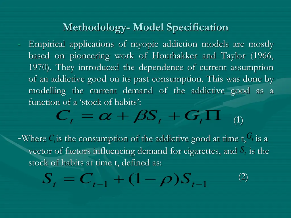 methodology model specification