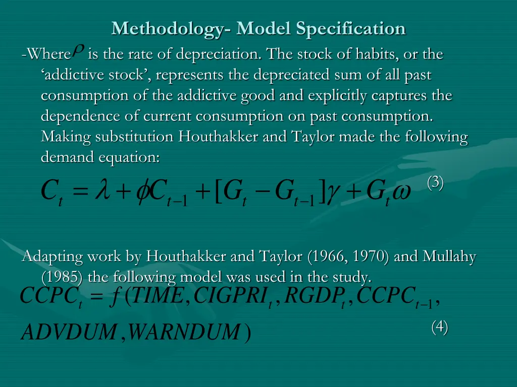 methodology model specification where is the rate