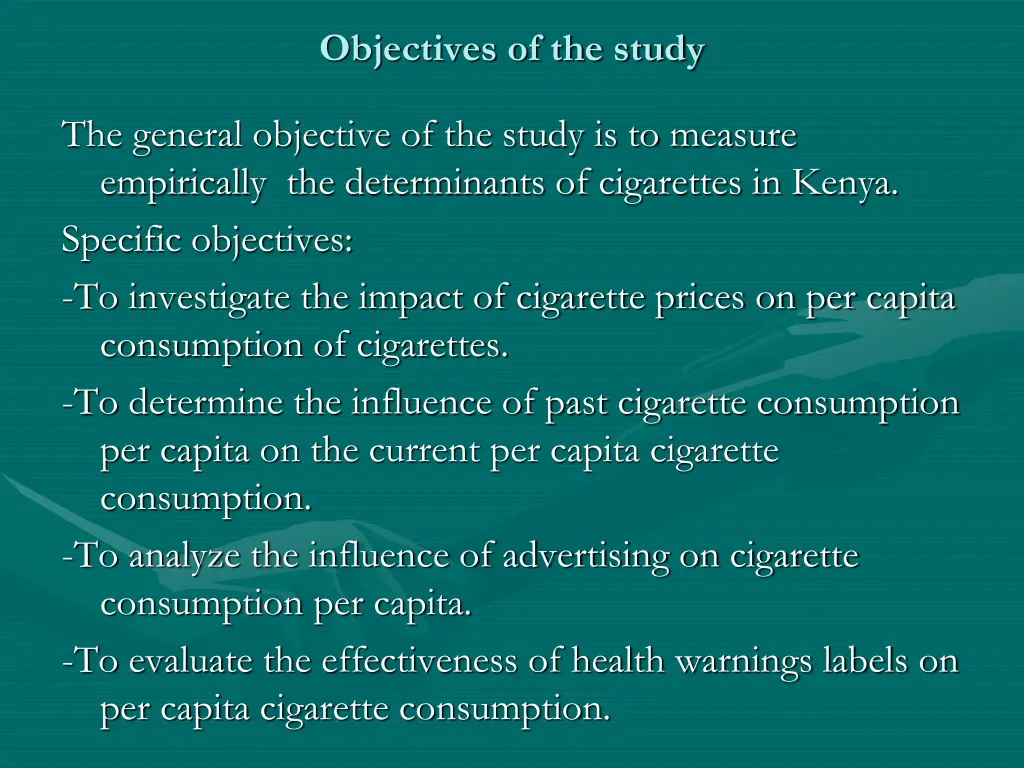 objectives of the study