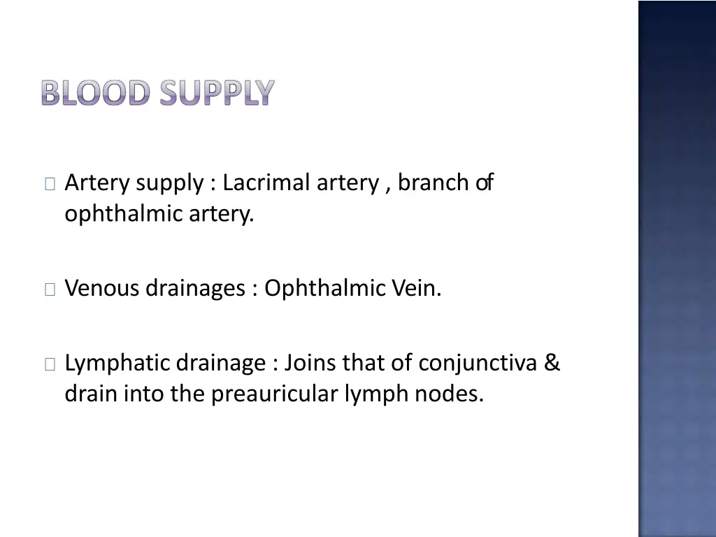 artery supply lacrimal artery branch