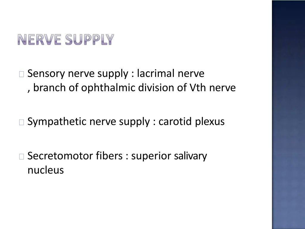 sensory nerve supply lacrimal nerve branch
