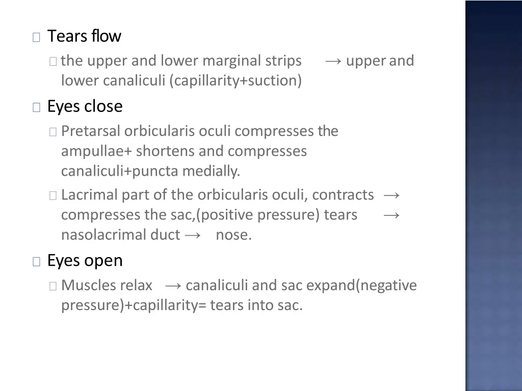 tears flow the upper and lower marginal strips