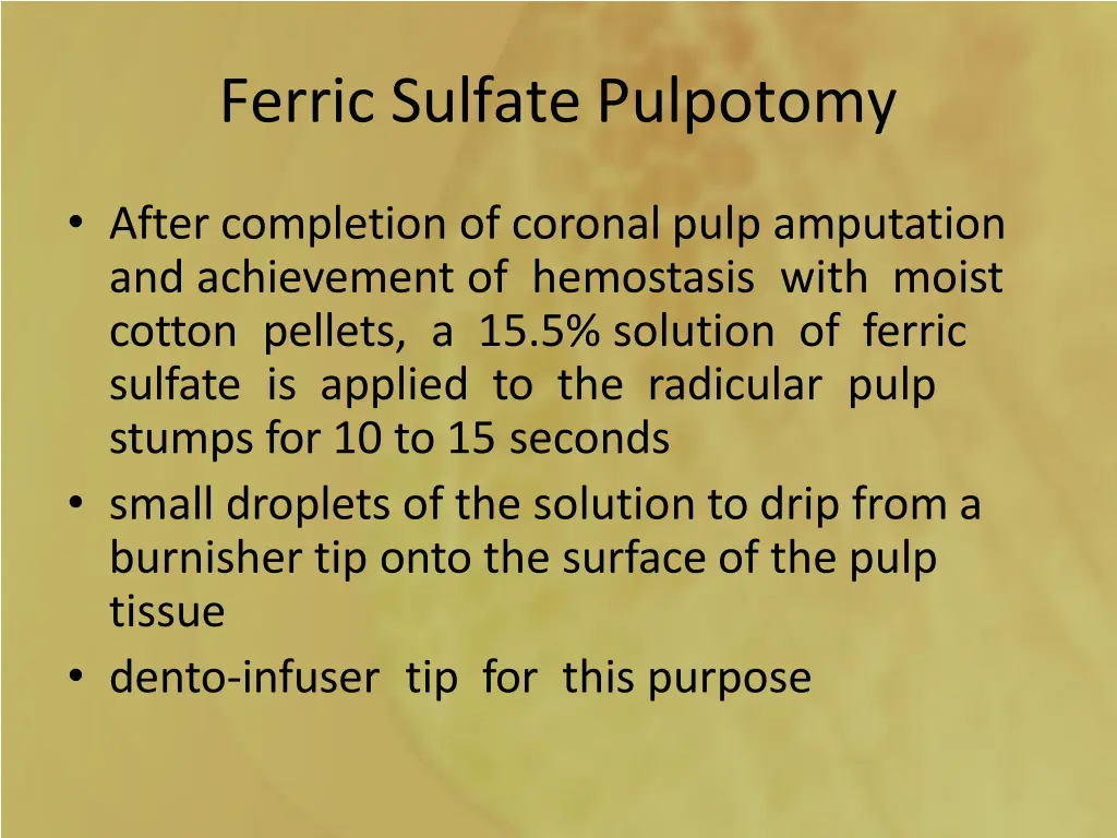 ferric sulfate pulpotomy