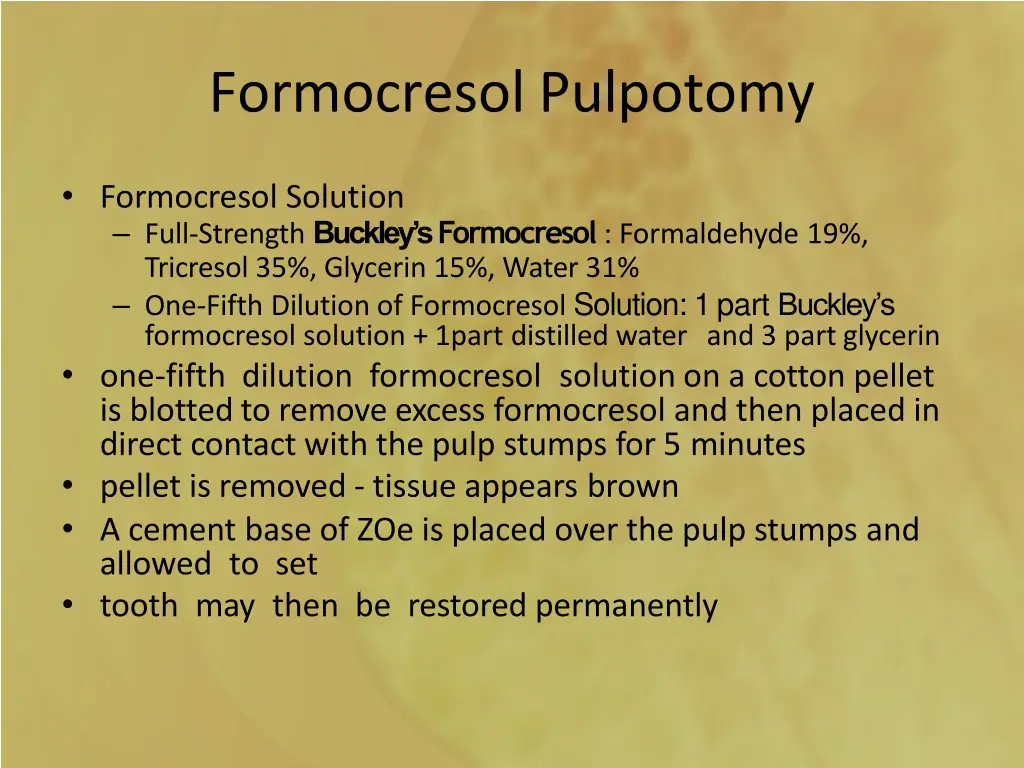 formocresol pulpotomy