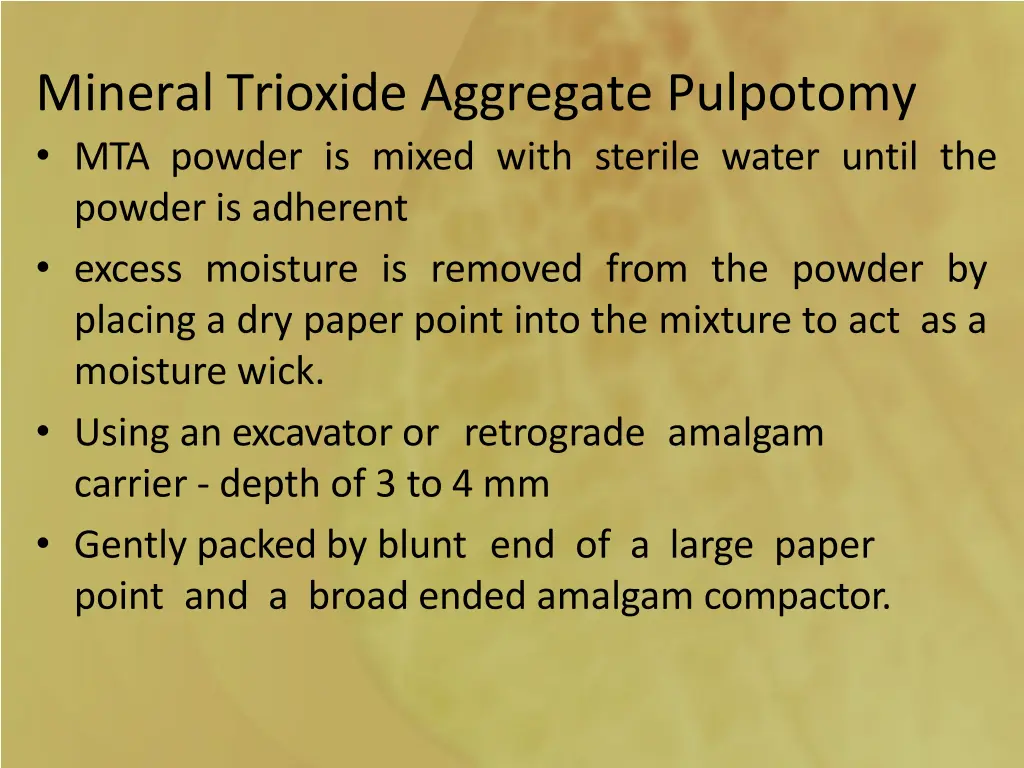 mineral trioxide aggregate pulpotomy mta powder