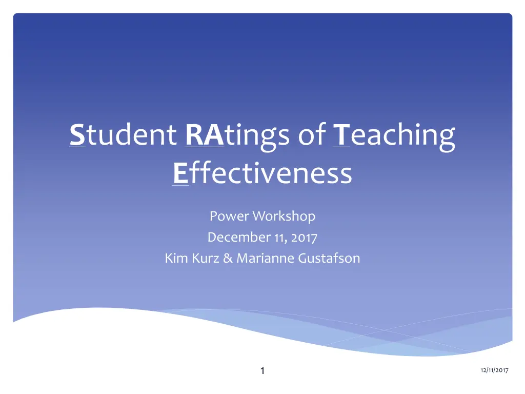 s tudent ra tings of t eaching e ffectiveness