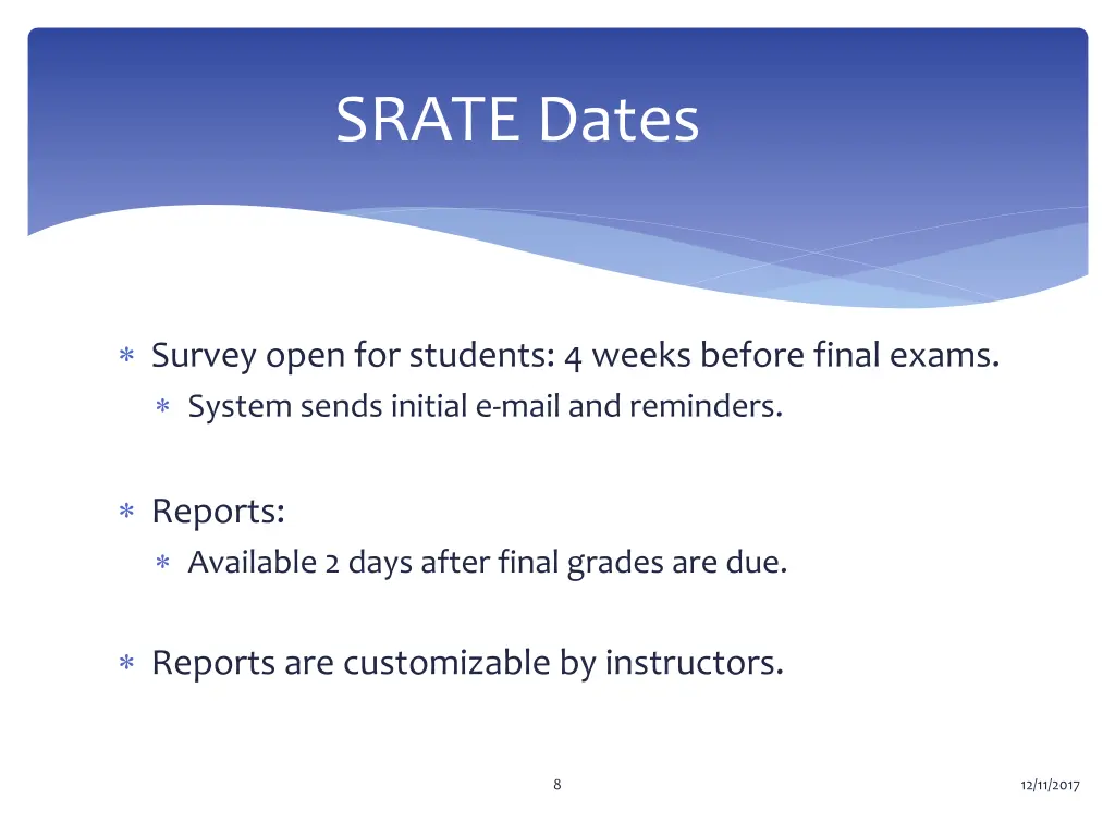 srate dates