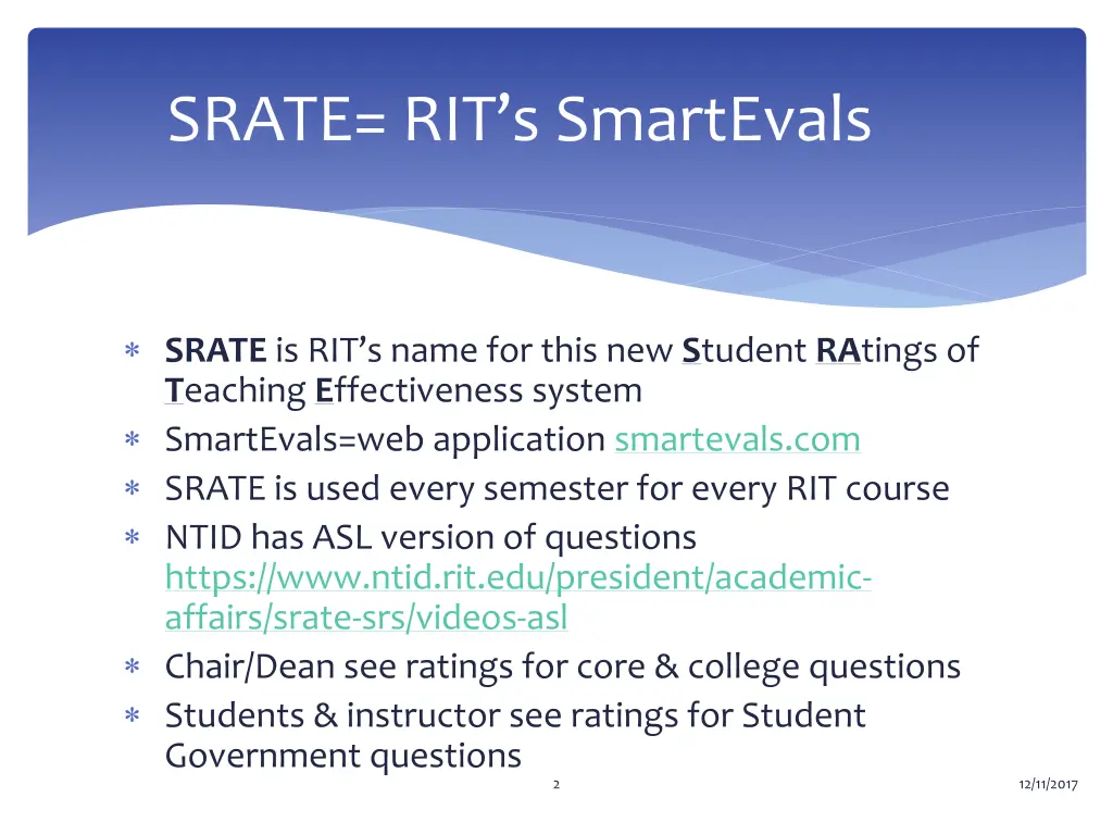 srate rit s smartevals
