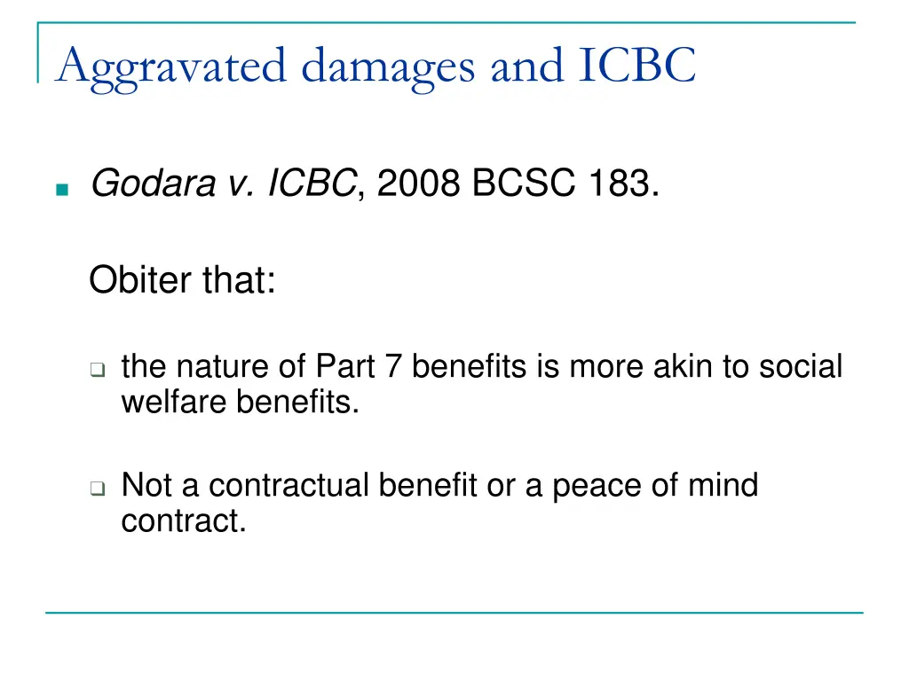 aggravated damages and icbc